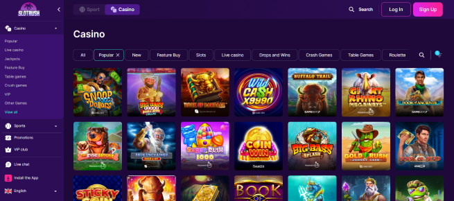 Ontdek de casino spellen bij SlotRush